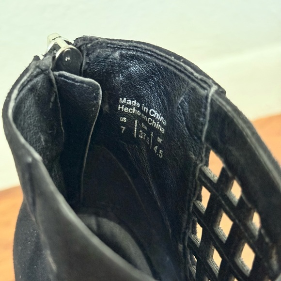 Aldo | Lavinia Black Suede Caged Stiletto Heels - Picture 6 of 8